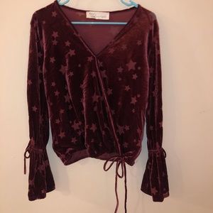 Vintage Havana Velvet Burnout Sleeve Top